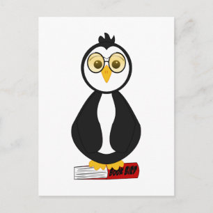 Schattigee nerdy boekenworm pinguïn briefkaart