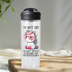 Schattigee Nerdy eenhoorn waterfles: verlegen en S Waterfles