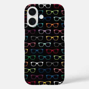 Schattigee Nerdy Hipster Brillen Patroon Kleurrijk iPhone 16 Hoesje