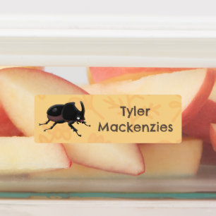 Schattigee neushoornkever cartoon gepersonaliseerd labels