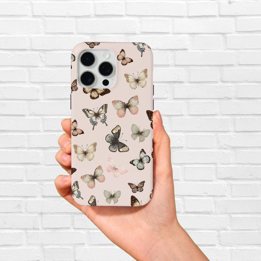 Schattigee neutraal vlinders, gedempte tonen Bord  Case-Mate iPhone Case