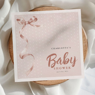 Schattigee Neutral Bow Ribbon Girl Baby shower Servet