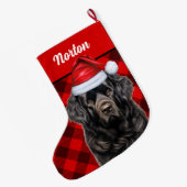Schattigee Newfoundland Vakantie Buffalo Plaid Cus Grote Kerstsok (Achterkant (Hangend))