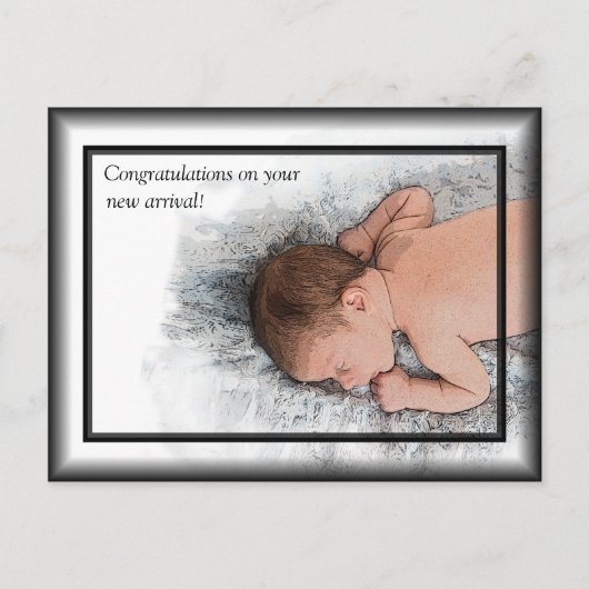 Schattigee Nieuwe Baby Gefeliciteerd Foto Briefkaa Briefkaart (Voorkant)