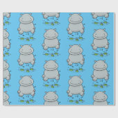 Schattigee nijlpaard springen cartoon Verjaardag Cadeaupapier (Vlak)