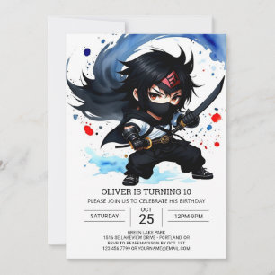 Schattigee Ninja Adventure Kinderen Verjaardag Kaart