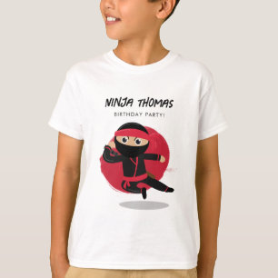 Schattigee Ninja Black & Red Kids Verjaardagsfeest T-shirt