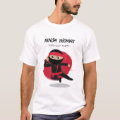 Schattigee Ninja Black & Red Kids Verjaardagsfeest T-shirt (Voorkant)