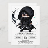 Schattigee Ninja Surprise Kinderen Verjaardag Kaart (Voorkant / Achterkant)