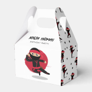 Schattigee Ninja Warrior Black & Red Kids Verjaard Bedankdoosjes
