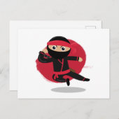 Schattigee Ninja Warrior Black & Red Kinder Feestdagenkaart (Voorkant / Achterkant)