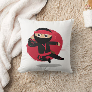 Schattigee Ninja Warrior Black & Red Kinder Kussen