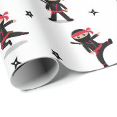 Schattigee Ninja Warrior Kinder zwart en rood patr Cadeaupapier (Rol Hoek)