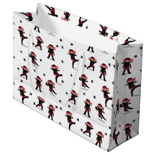 Schattigee Ninja Warrior Kinder zwart en rood patr Groot Cadeauzakje