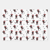 Schattigee Ninja Warrior Kinder zwart en rood patr Inpakpapier Vel (Voorkant 2)