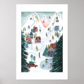 Schattigee Nordic skating Village kerst Poster (Voorkant)