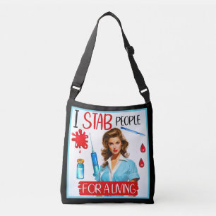 Schattigee nostalgische verpleegster pinup_ voor d crossbody tas