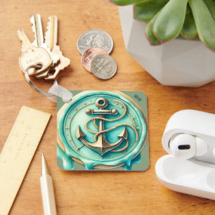 Schattigee oceaan anker gepersonaliseerd sleutelhanger