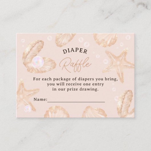 Schattigee oceaan kleine parel baby shower luier l informatiekaartje (Voorkant)