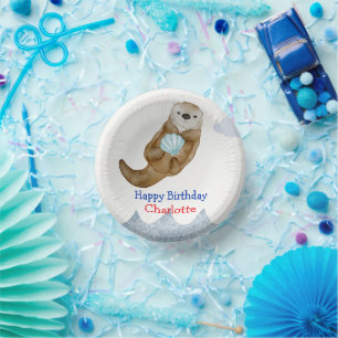 Schattigee Oceaan Otter Scallops Verjaardagsfeest Papieren Kommen