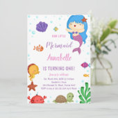 Schattigee Oceaan Uitnodiging voor meisjes (Staand voorkant)