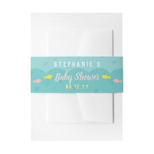 Schattigee oceaan vis harten grillig Baby shower Uitnodigingen Wikkel