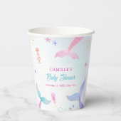 Schattigee Oceaan Zomer Zeemeermin Tail Baby showe Papieren Bekers (Achterkant)
