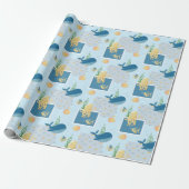 Schattigee Oceaandieren Blauwe Baby onder water Cadeaupapier (Uitgerold)