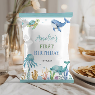 Schattigee Ocean Animals Verjaardag Chip Bag Wrapp Flyer