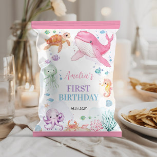 Schattigee Ocean Animals Verjaardag Chip Bag Wrapp Flyer