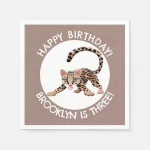 Schattigee ocelot cartoon gepersonaliseerde verjaa servet