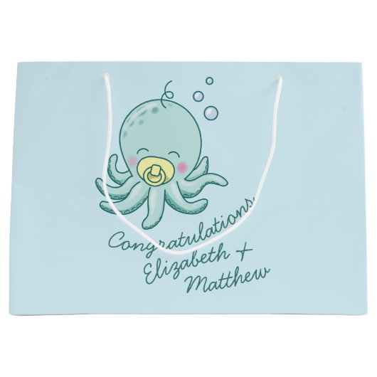 Schattigee Octopus Baby shower Kawaii Groot Cadeauzakje (Voorkant)