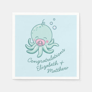 Schattigee Octopus Baby shower Kawaii Roze Meisje Servet
