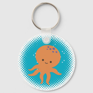 Schattigee Octopus Cartoon Blue Ocean Sleutelhanger