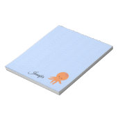 Schattigee Octopus Cartoon Blue Waves Aangepaste n Notitieblok (Gedraaid)