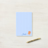 Schattigee Octopus Cartoon Blue Waves Aangepaste n Post-it® Notes (Op bureau)