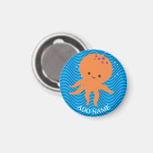 Schattigee Octopus Cartoon Blue Waves Pattern Magneet (Voorkant / Achterkant)