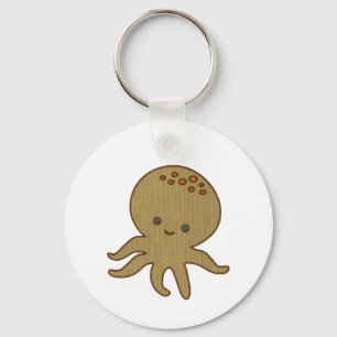 Schattigee Octopus Cartoon Borduurwerk Print Sleutelhanger