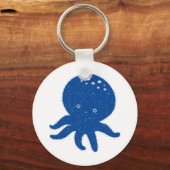 Schattigee Octopus Cartoon Oude Papier Print Sleutelhanger (Voorkant)