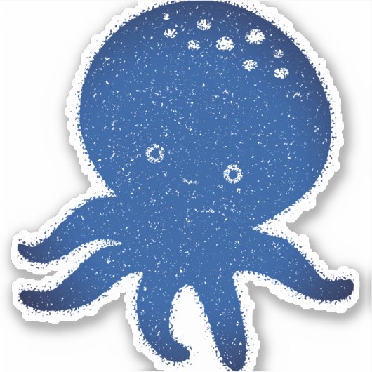 Schattigee Octopus Cartoon Oude Papier Print Sticker (Voorkant)