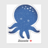 Schattigee Octopus Cartoon Oude Papier Print Sticker (Vel)