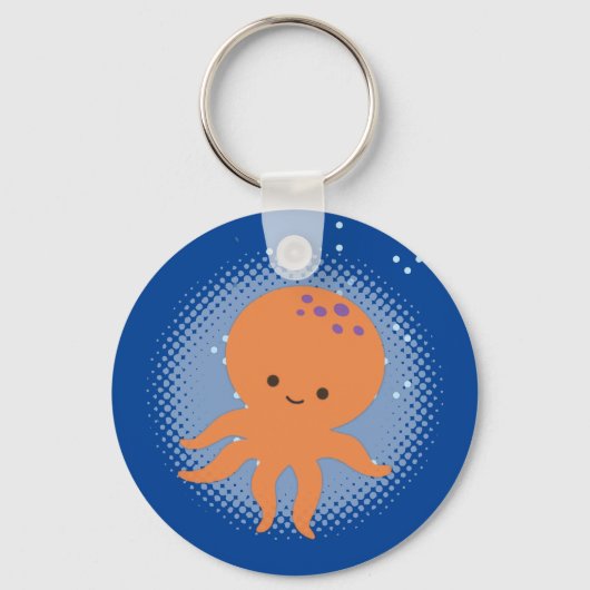 Schattigee Octopus Cartoon Tekening Sleutelhanger (Achterkant)