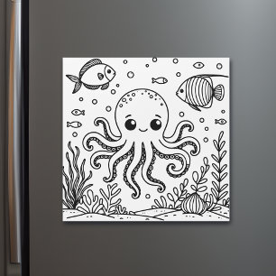 Schattigee octopus en vis Kleurplaat van kind