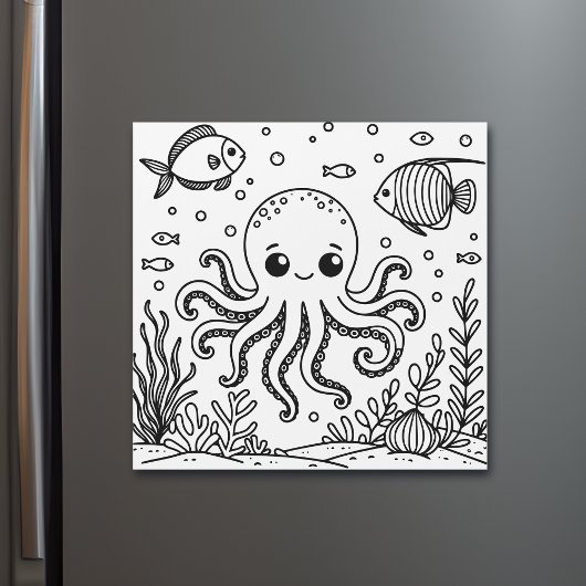 Schattigee octopus en vis | Kleurplaat van kind