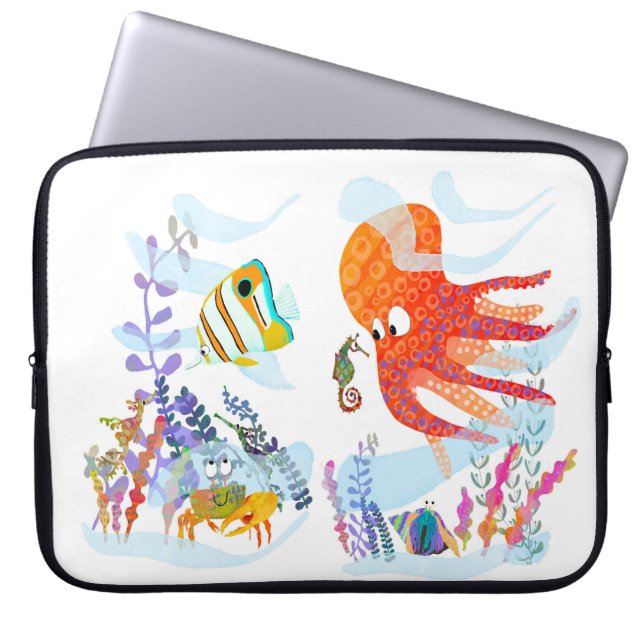 Schattigee octopus en zijn vrienden laptophoes laptop sleeve (Voorkant)