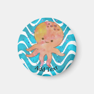 Schattigee Octopus Waterverf Cartoon Magneet