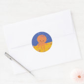 Schattigee octopus zeester Cartoon Ronde Sticker (Envelop)