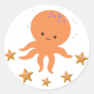 Schattigee octopus zeester Cartoon Ronde Sticker