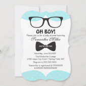 Schattigee Oh Boy Black Glasses Baby shower Uitnod Kaart (Voorkant)
