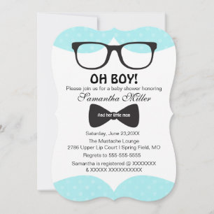 Schattigee Oh Boy Black Glasses Baby shower Uitnod Kaart